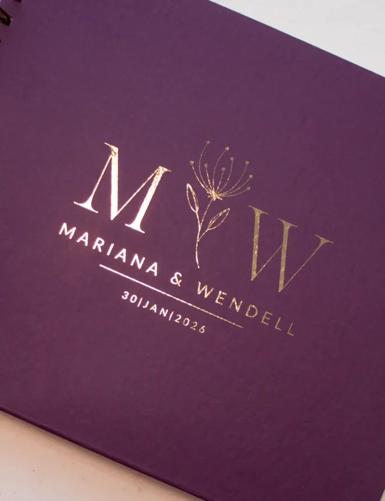 Livro para Fotos e Mensagens de Casamento - Saurá Ameixa 1