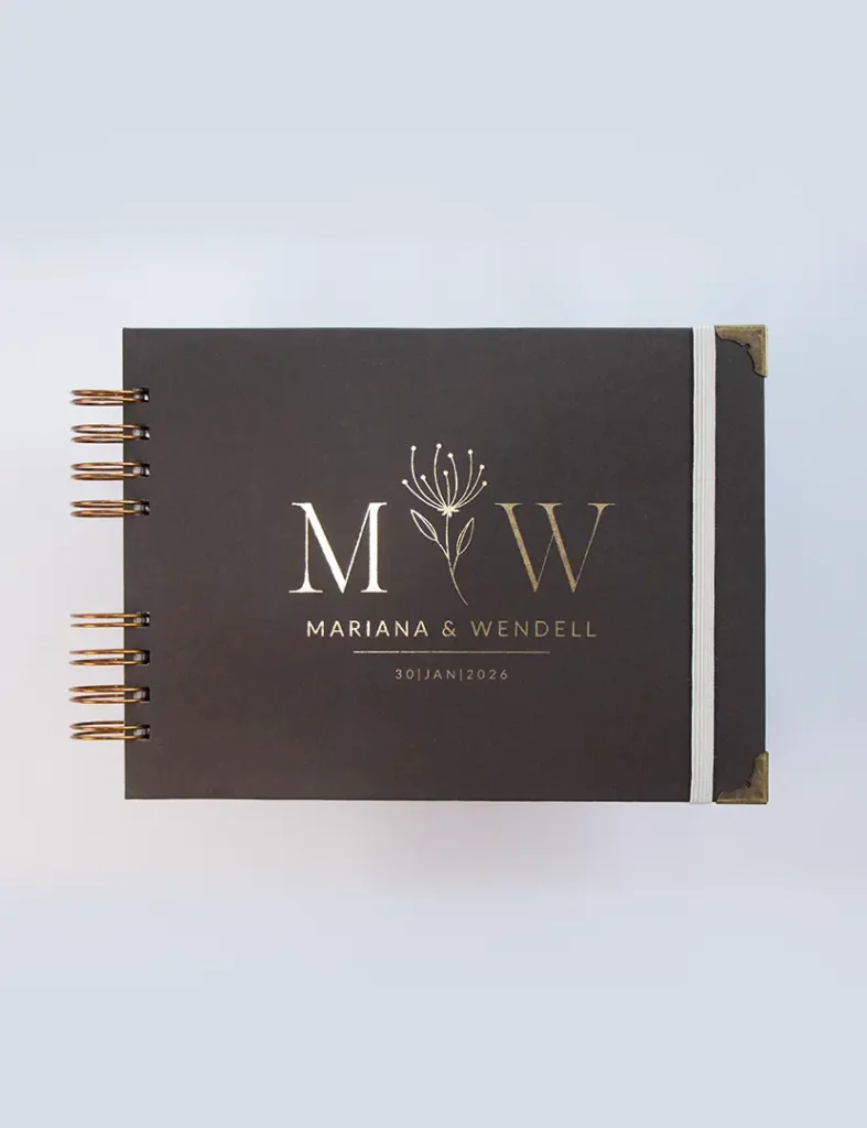 Livro para Fotos e Mensagens de Casamento - Lóris Chocolate